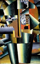 Portrait of the Artist Ivan Vasilievich Klyun (1873-1942) as a Builder, 1911